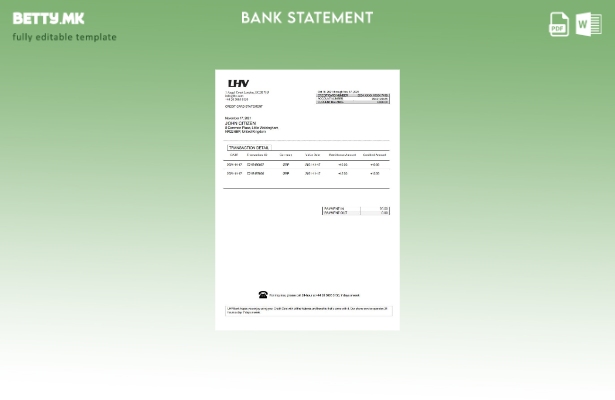 модерен стил Обединетото Кралство LHV Group шаблон за извод од банка